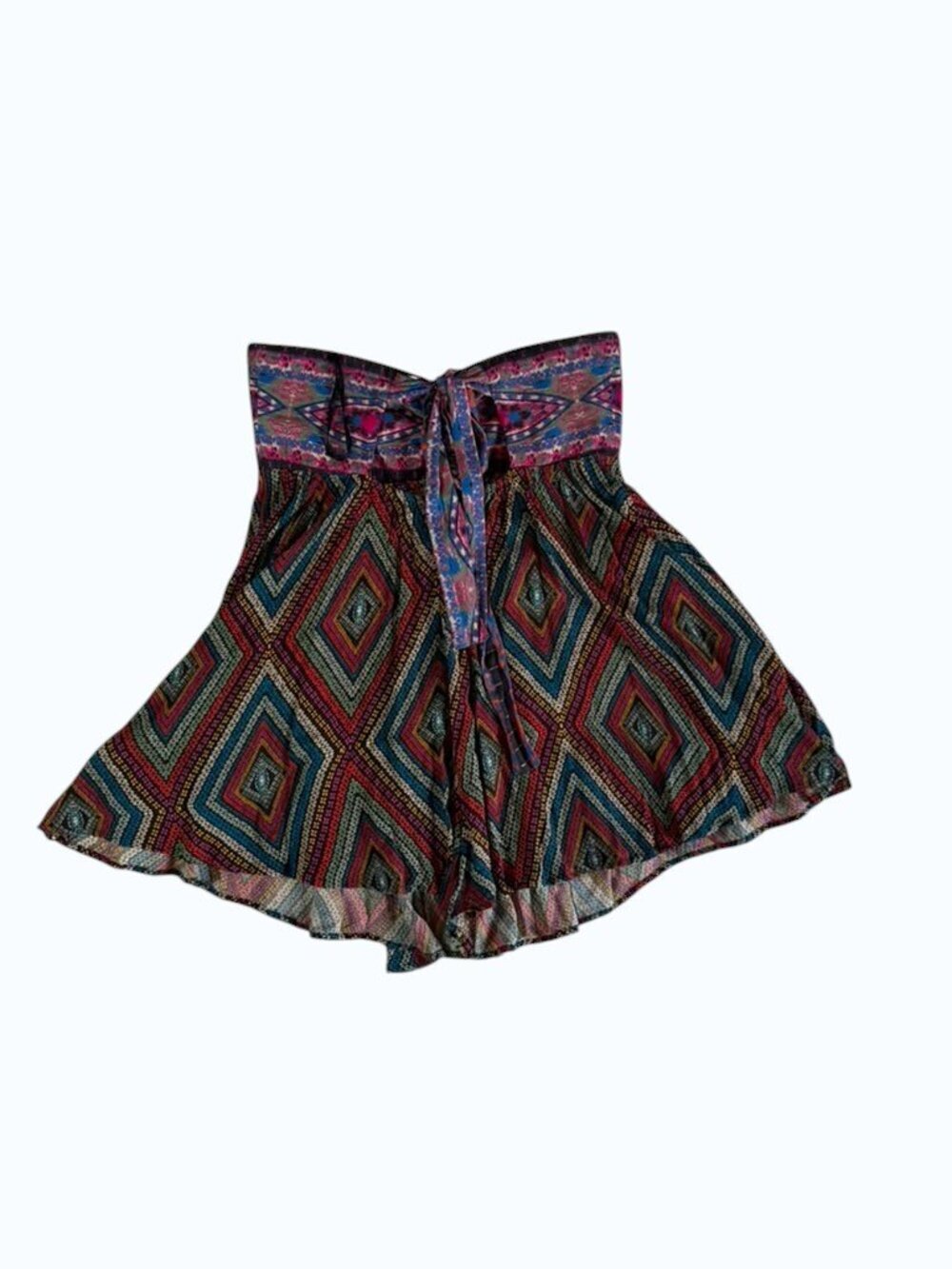 Free People Strapless Boho Romper Shorts Women's Size S Multicolor Festival.